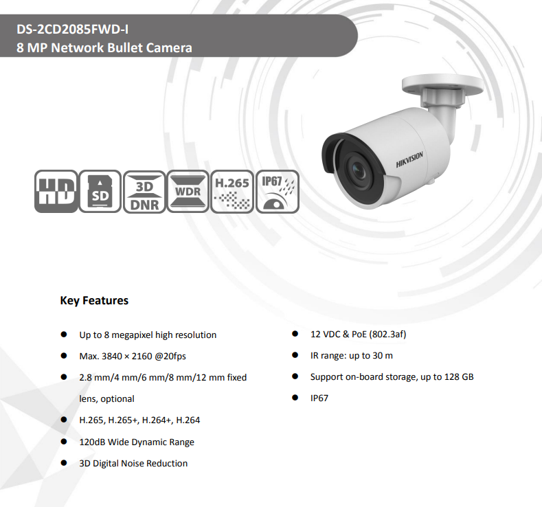 دوربین مداربسته هایک ویژن مدل DS-2CD2085FWD-I